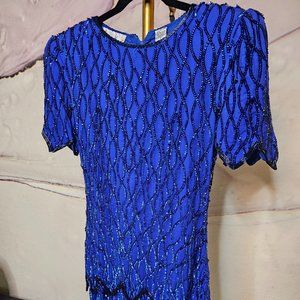 Vintage Silk Laurence Kazar Sequin Dress